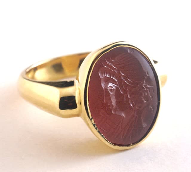 Roman Intaglio of a Bust of the Goddess Artemis, 100 CE - 300 CE