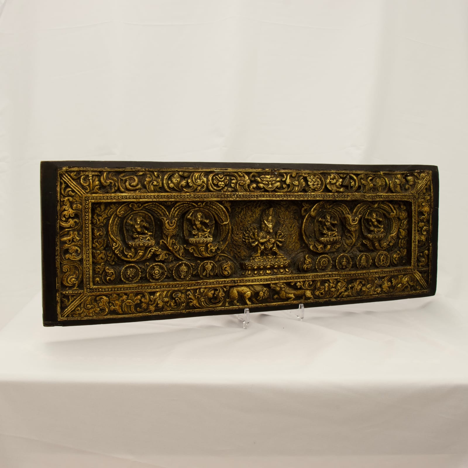 Tibetan Gilt-wooden Manuscript Cover with Vajrabhairava (Yamantaka), 14th - 16th Century CE