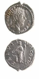 Silver Denarius of Emperor Marcus Aurelius, 161 CE - 180 CE