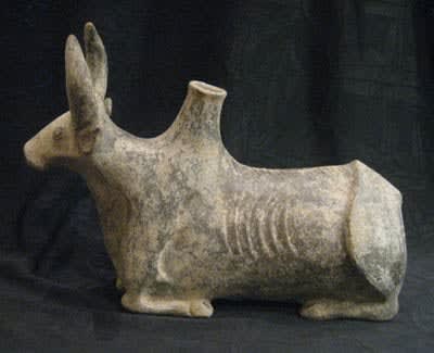 Pottery Vessel in the Shape of a Recumbent Bull, 900 BCE - 700 BCE