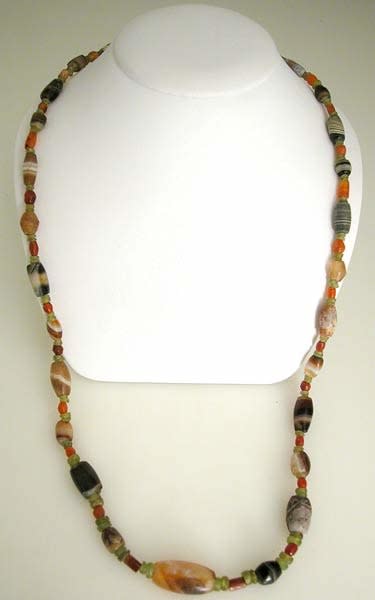 Carnelian, Agate, And Peridot Bead Necklace, 3300 BCE - 300 CE