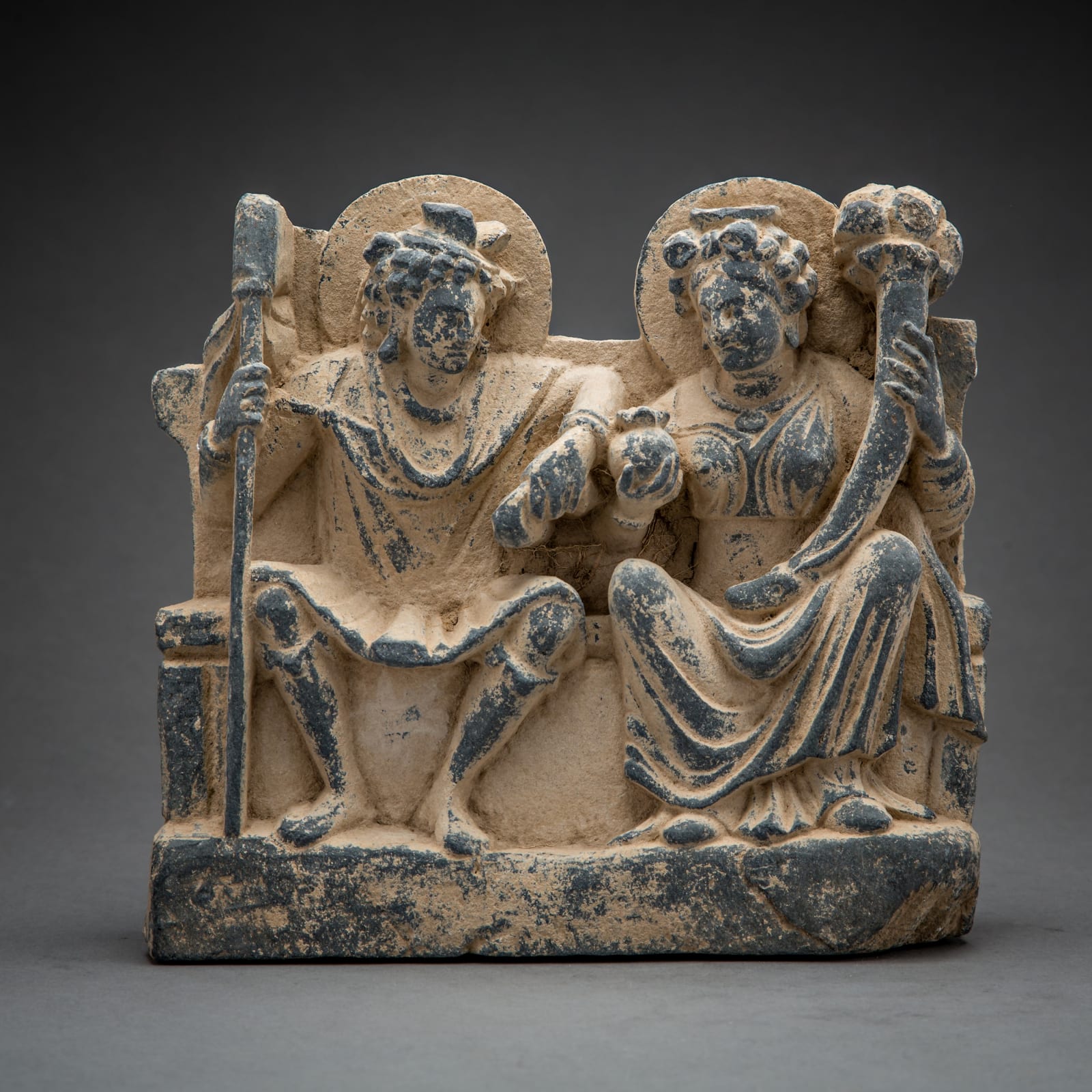 Gandhara Schist Relief of Hariti and Pancika, 100 CE - 300 CE
