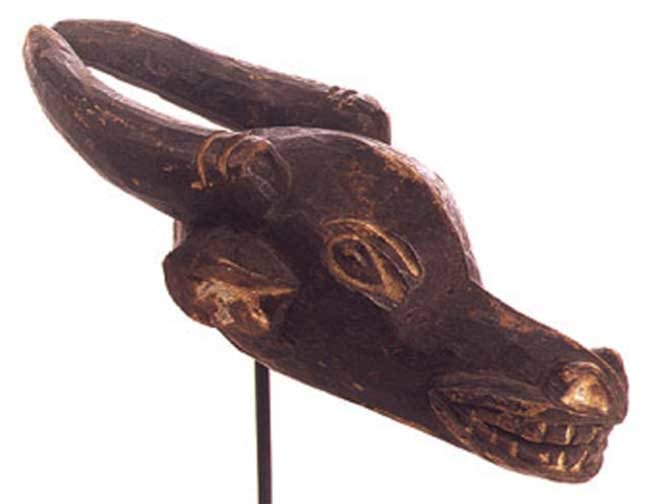 Bamileke Wooden Sculpture of a Buffalo Head, 20th Century CE