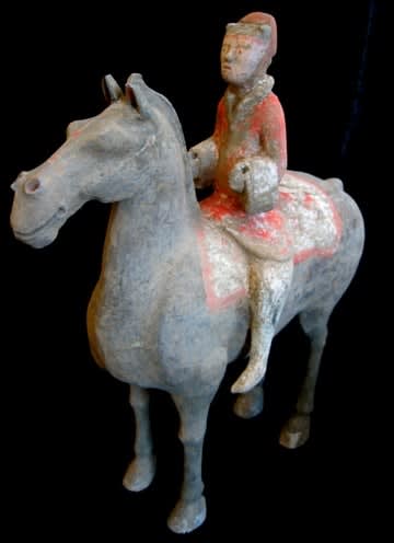 Han Polychrome Horse and Rider, 206 BCE - 220 CE