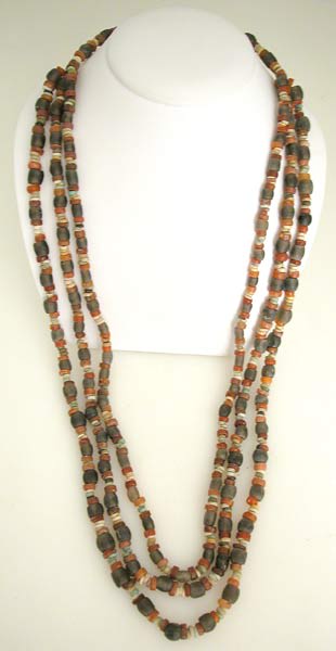 Carnelian, Brown Quartz, And Faience Bead Necklace, 3300 BCE - 1300 BCE
