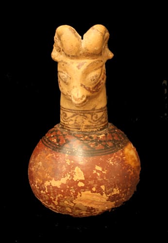 Kushan Painted Terracotta Ram Headed Ewer, 100 CE - 300 CE