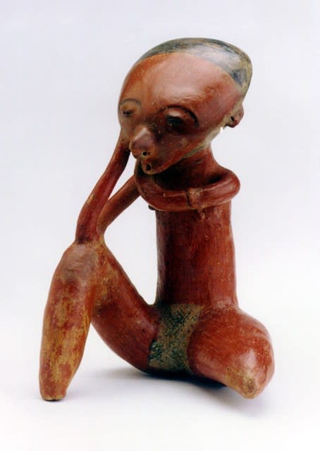 Chinesco Style (Type C) Nayarit Terracotta Seated Figure, 300 BCE - 300 CE