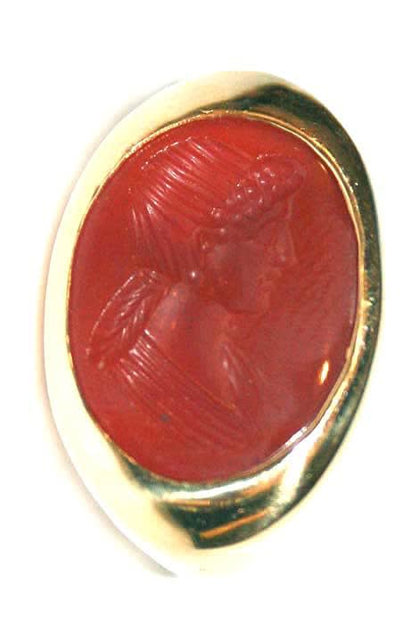 Roman Carnelian Intaglio Depicting a Bust of an Emperor, 300 CE - 400 CE
