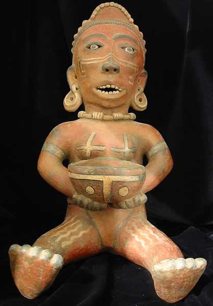 Terracotta Seated Female with Bowl, 300 BCE - 300 CE