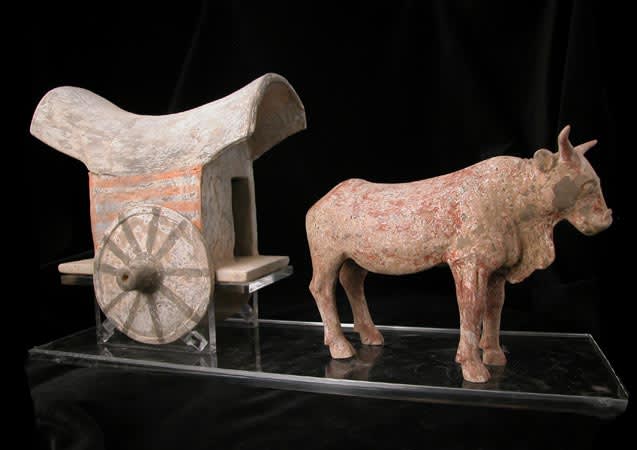 Tang Terracotta Ox and Cart, 618 CE - 906 CE | Barakat Gallery
