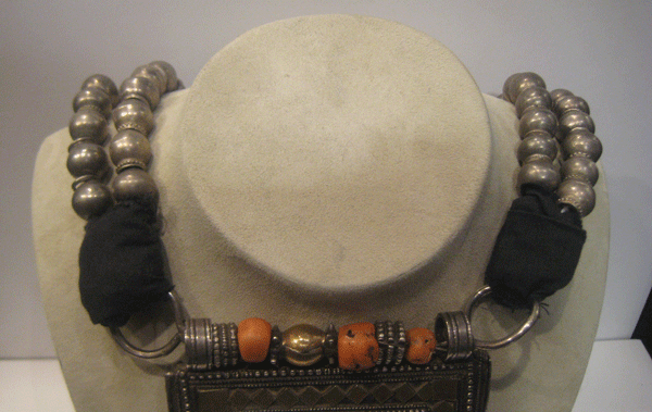 Ethnic Silver Beaded Necklace with Large Pendant, 18th Century CE - 19th Century CE