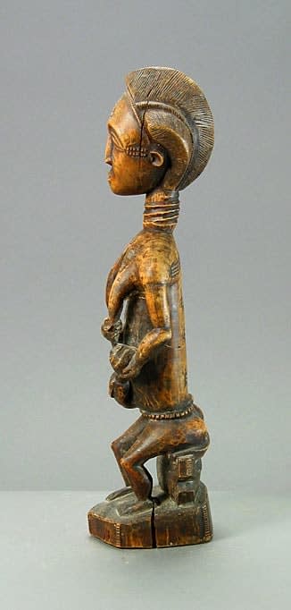 Baule Wooden Sculpture of a Mother and Child, 20th Century CE