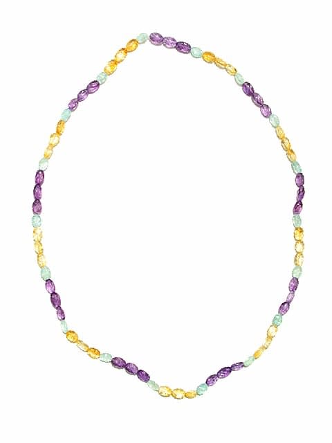 Amethyst, Citrine And Aquamarine Bead Necklace