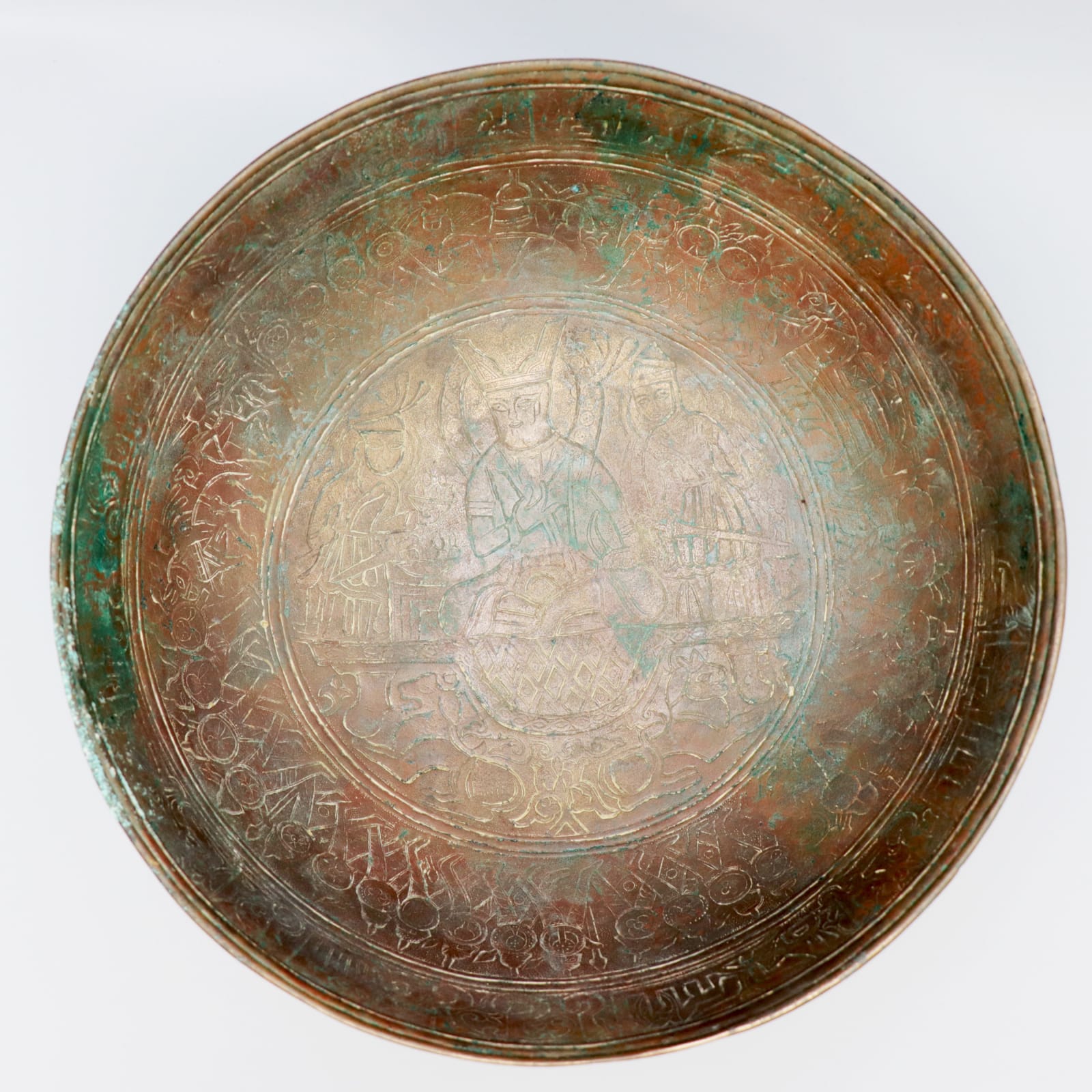 Ghaznavid Incised Figural Bowl, depicting a King, 12th Century CE