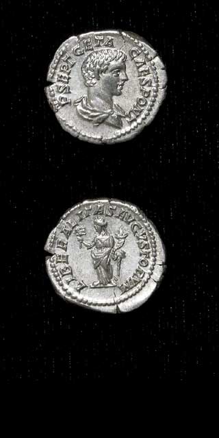 Silver Denarius of Geta Struck While Caesar, 202 CE