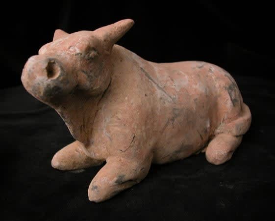 Tang Terracotta Sculpture of a Recumbent Ox, 618 CE - 906 CE