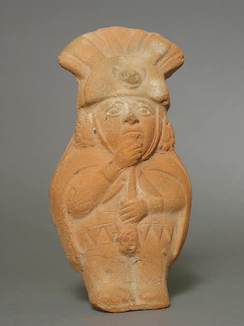 Moche Molded Whistle Depicting a Standing Noble, 500 CE - 700 CE