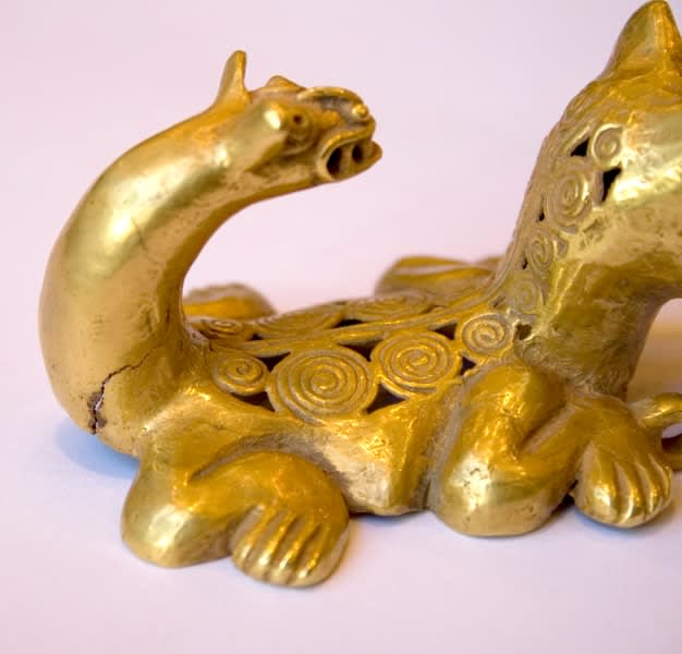 Gold Pendant of a Jaguar with a Head on its Tail, 500 CE - 1550 CE