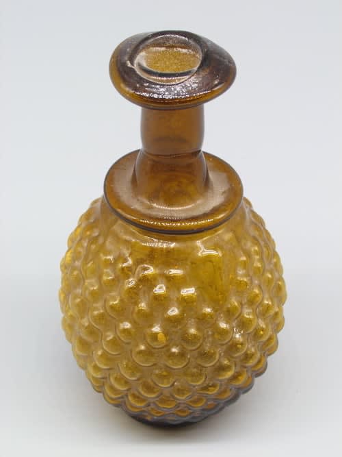 Roman Mold-Blown Amber-Colored Glass Flask, 100 CE - 200 CE