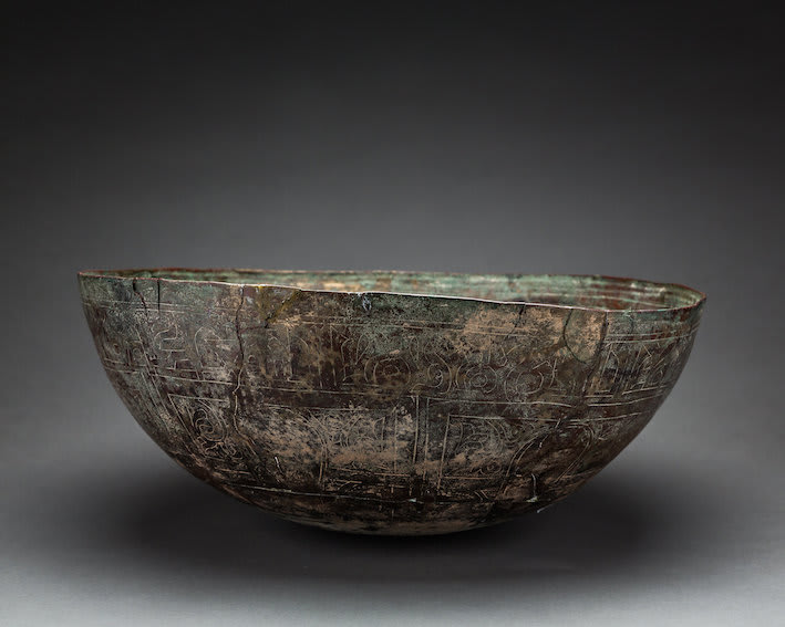 Incised Bronze Bowl, 11th Century CE - 13th Century CE