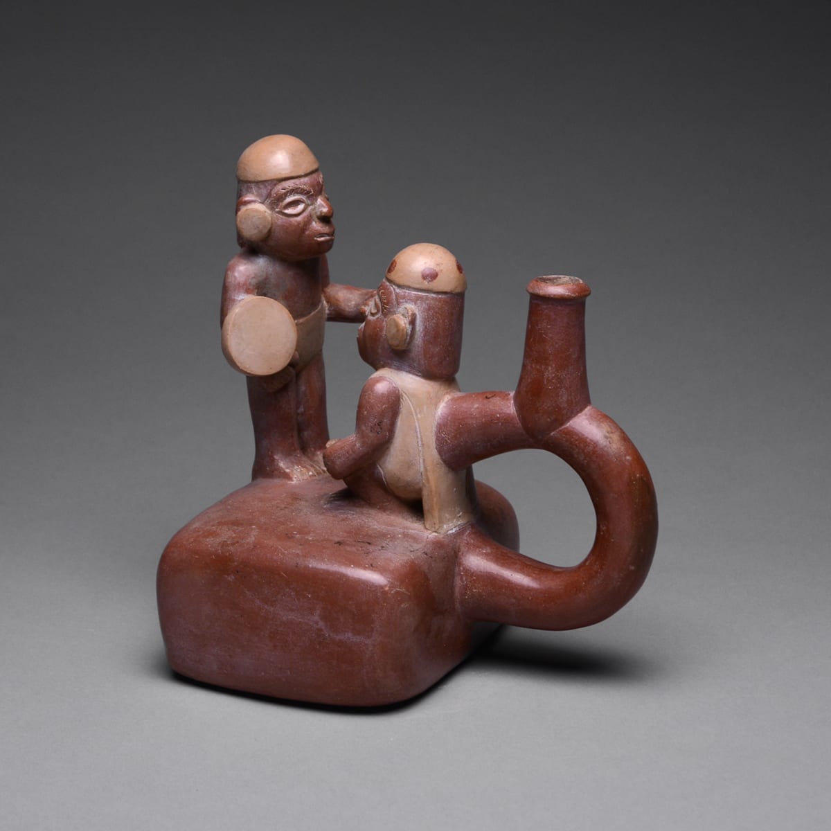 Moche Stirrup Vessel Depicting Two Warriors, 1 CE - 400 CE