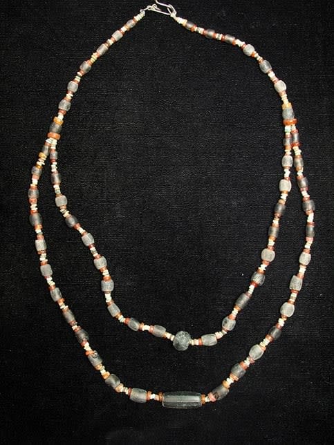 Carnelian, Brown Quartz, and Faience Bead Necklace, 3300 BCE - 1300 BCE