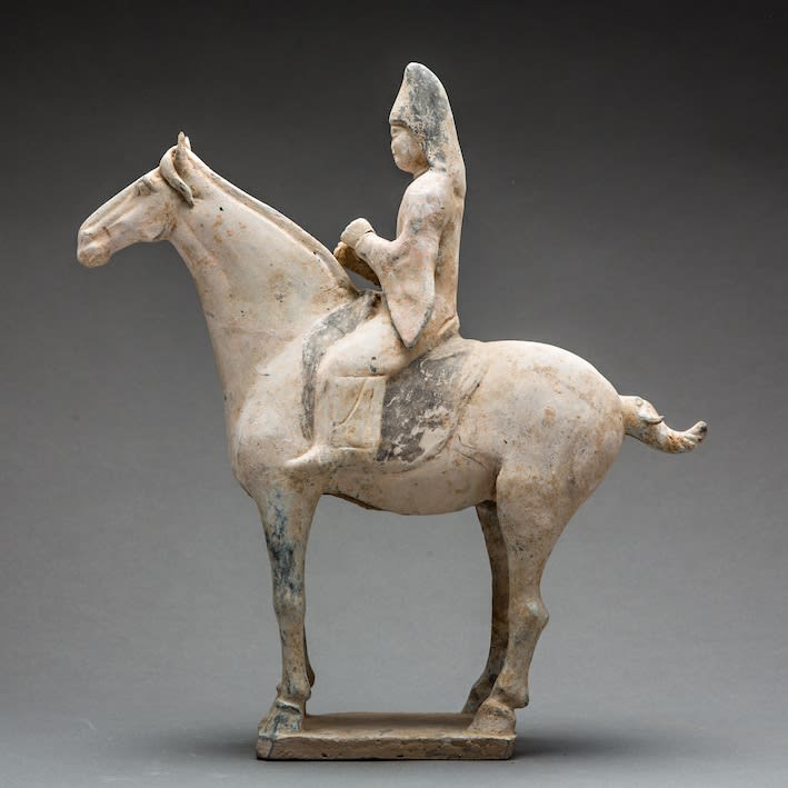 Tang Processional Set of Eight Polychrome Horse and Riders, 618 CE - 906 CE