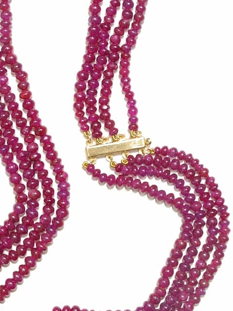 Four Strand Ruby Bead Necklace