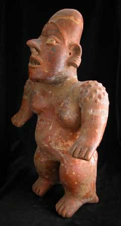 El Arenal Brown Style Jalisco Terracotta Sculpture of a Standing Woman, 300 BCE - 300 CE