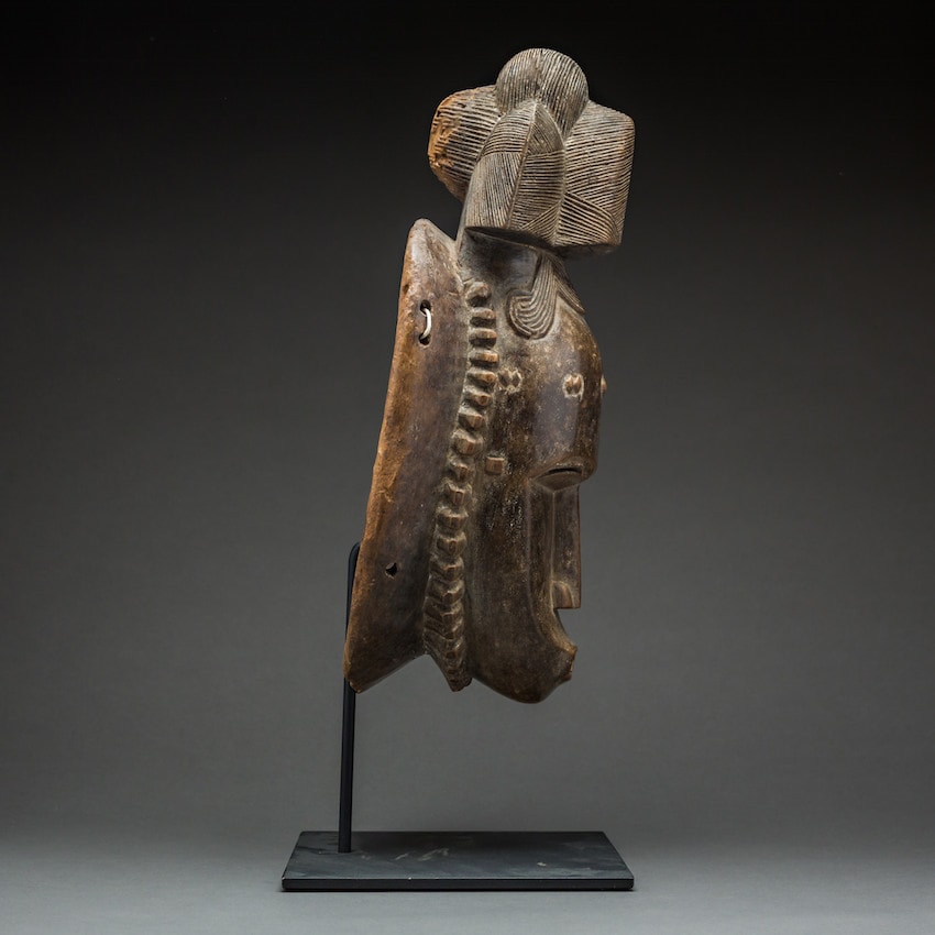 Yaure wooden ceremonial dance mask, 1870 CE - 1920 CE