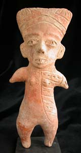 Olmecoid Sculpture of a Standing Woman with Headdress, 1100 BCE - 500 CE