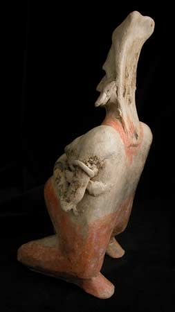 San Juanito Style Jalisco Terracotta Sculpture of a Kneeling Pregnant Woman, 300 BCE - 300 CE
