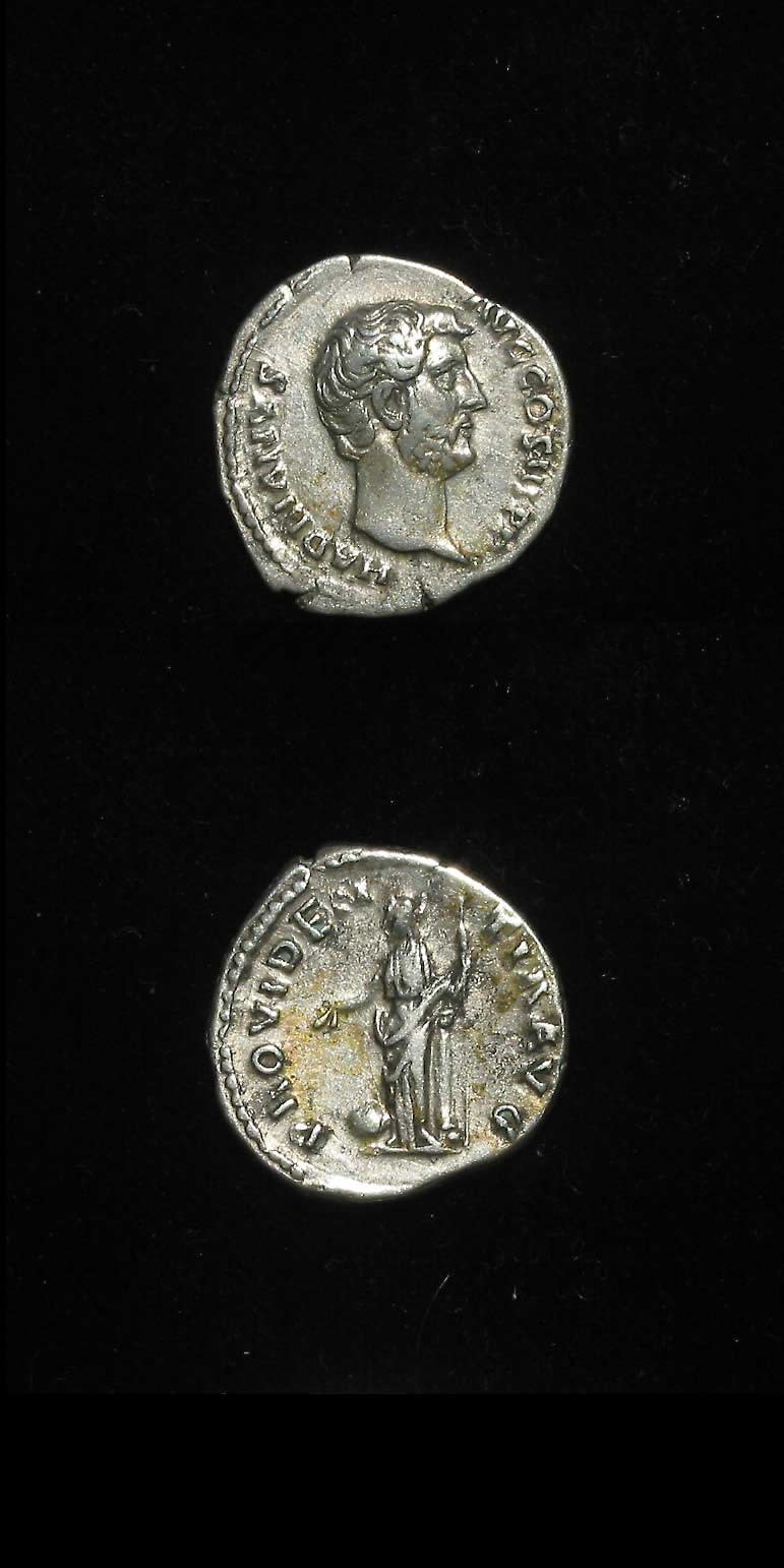 Silver Denarius of Emperor Hadrian, 117 CE - 138 CE