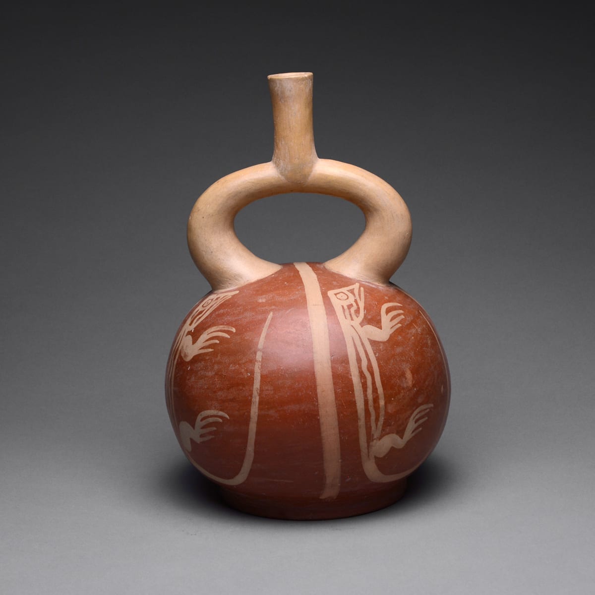 Moche Stirrup Vessel with Four Lizards, 1 CE - 200 CE