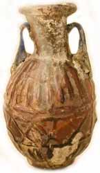 Roman Manganese Purple Mold Blown Glass Flask, 100 CE - 200 CE