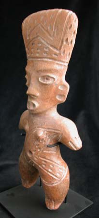 Olmecoid Sculpture of a Standing Woman with Headdress, 1100 BCE - 500 CE