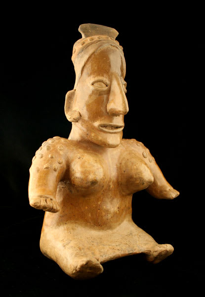 Ameca-Ezatlán Style Jalisco Terracotta Sculpture of a Seated Woman, 300 BCE - 300 CE