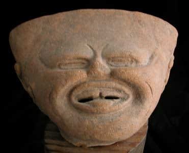 Remojadas Sculptural Fragment of a Smiling Head, 250 CE - 600 CE