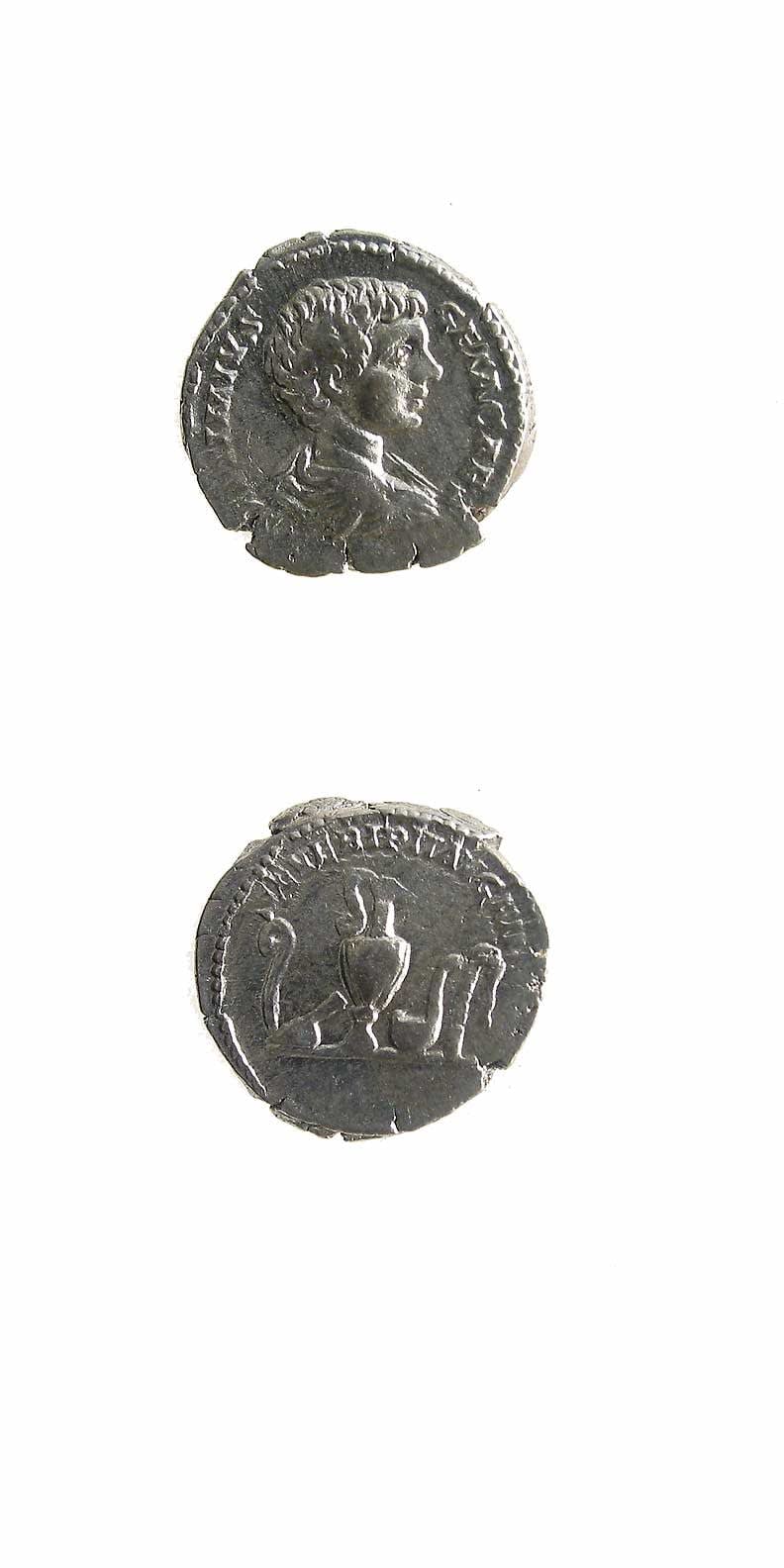 Silver Denarius of Geta Struck While Caesar, 198 CE - 200 CE