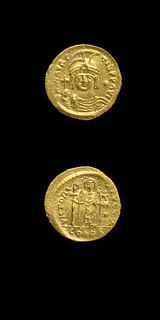 Byzantine Gold Solidus of Emperor Maurice Tiberius, 582 CE - 602 CE