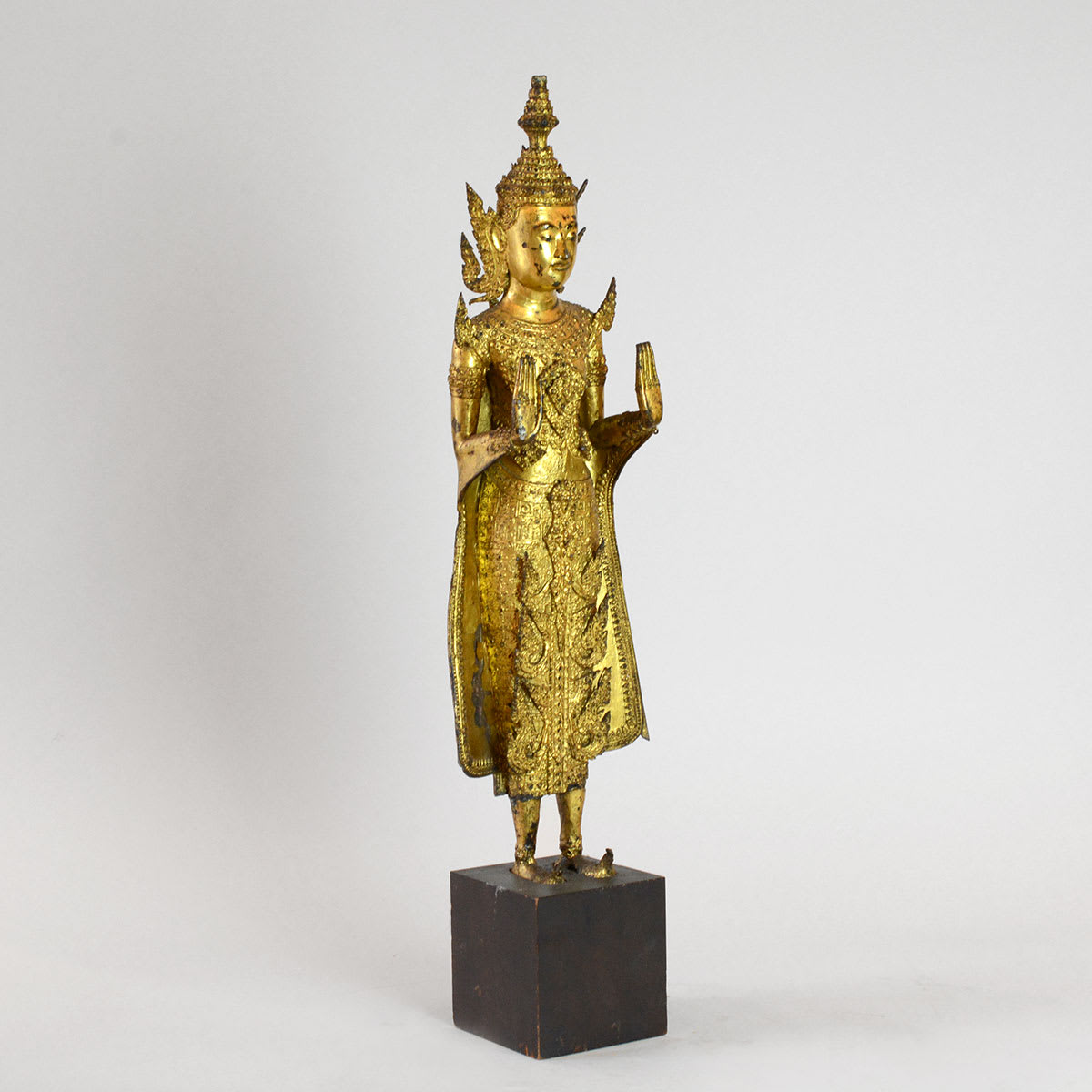 Gilt Thai Standing Buddha - Rattanakosin Era - 19th Century Gilt Thai Standing Buddha - Rattanakosin Era - 19th Century