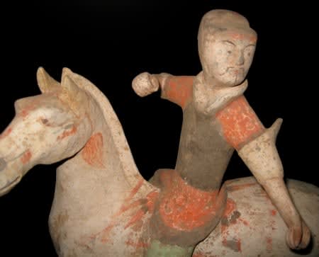 Han Polychrome Horse and Polo Player, 206 BCE - 220 CE