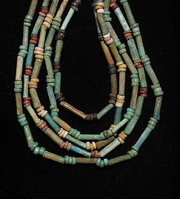 Five Strand Egyptian Faience Bead Necklace, 1900 BCE - 1100 BCE