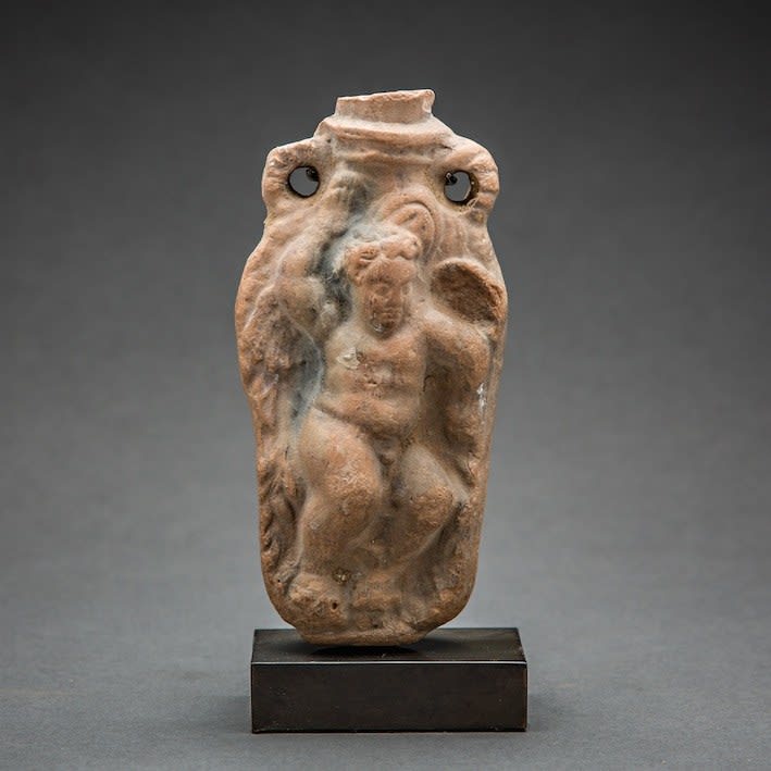 Ptolemaic Terracotta Flask with Eros, 300 BCE - 100 BCE