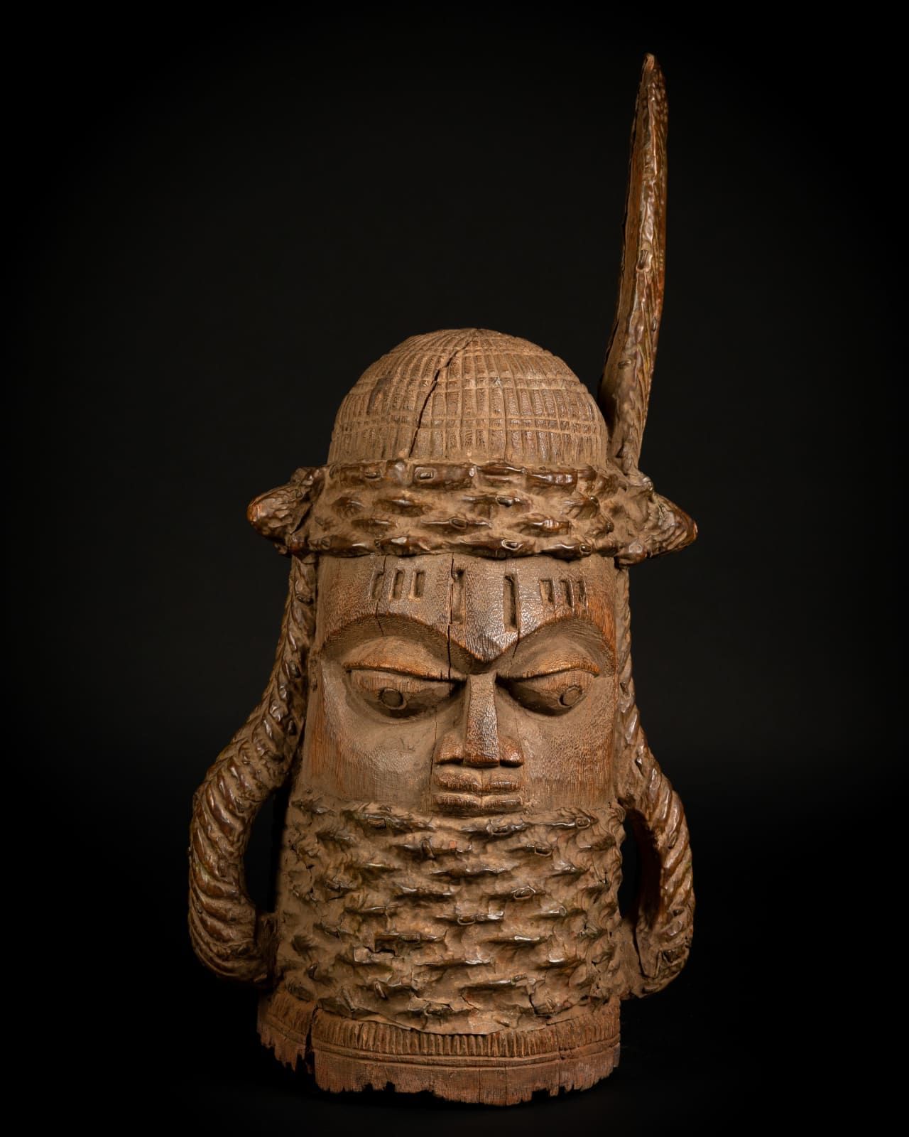 Benin Wooden Head , 19th - 20th century