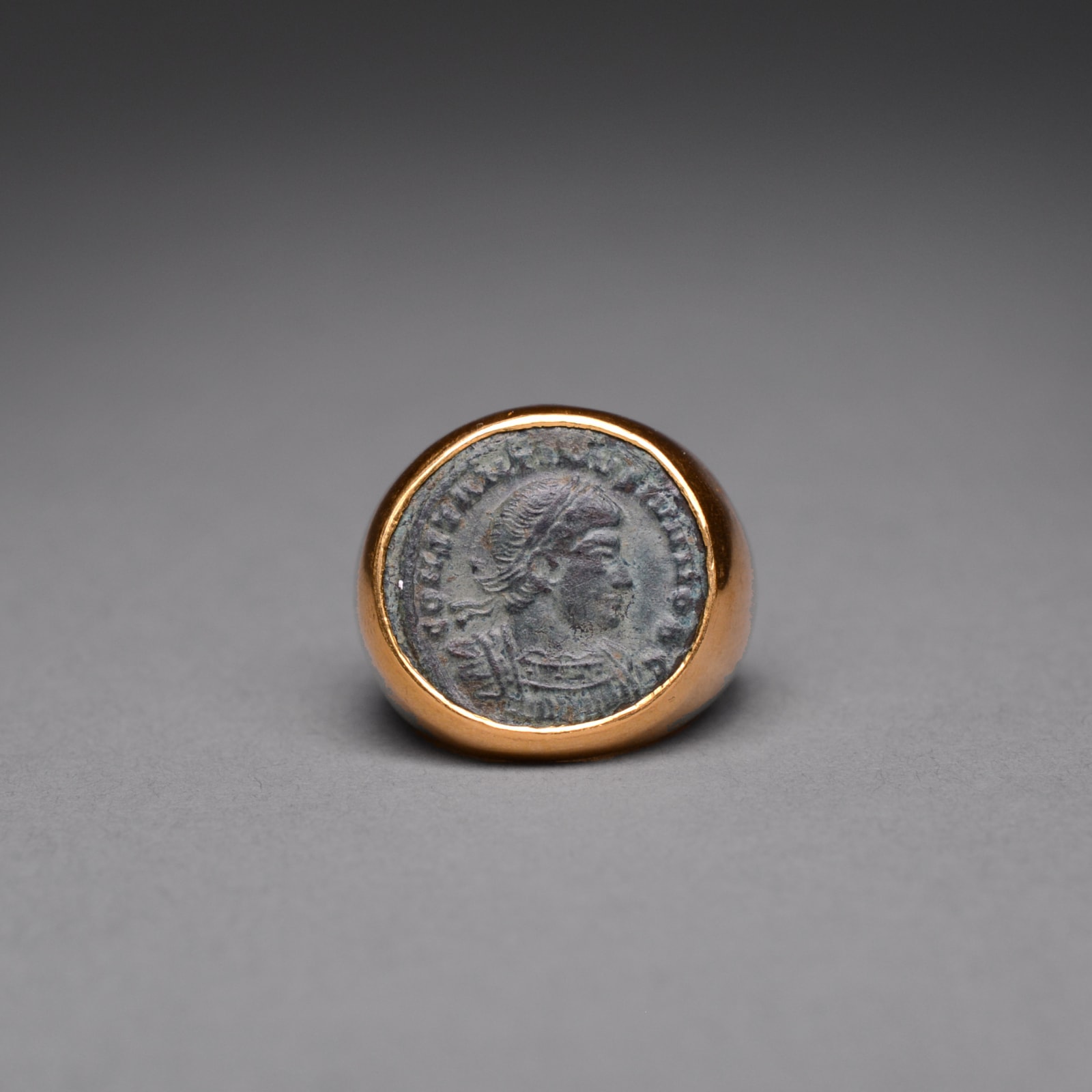 Gold Ring Featuring a Bronze Coin of Emperor Constantine II, 337 CE - 340 CE