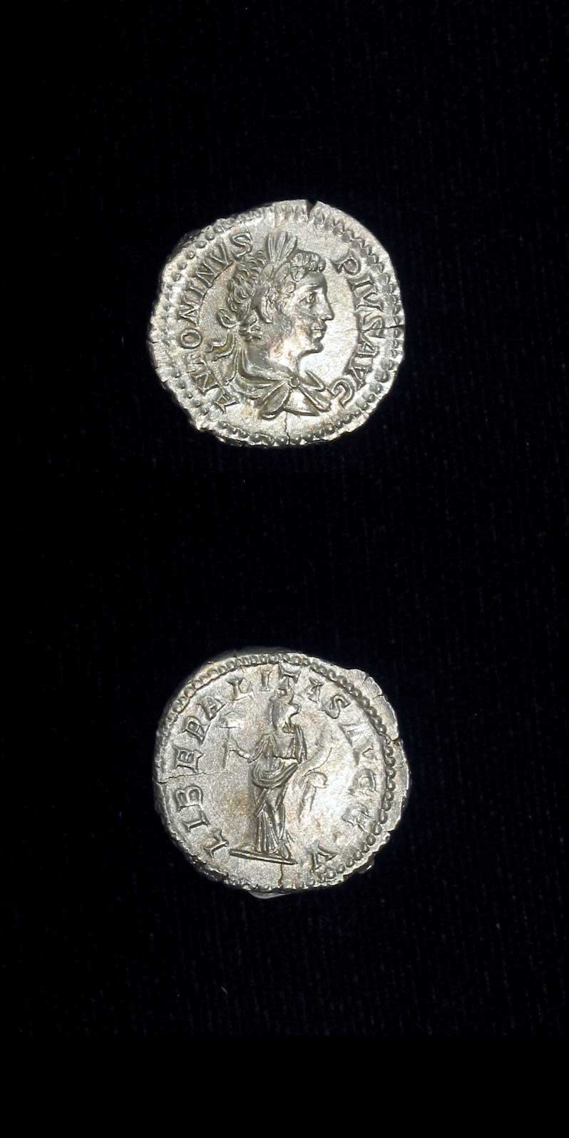 Silver Denarius of Emperor Caracalla, 200 CE - 210 CE