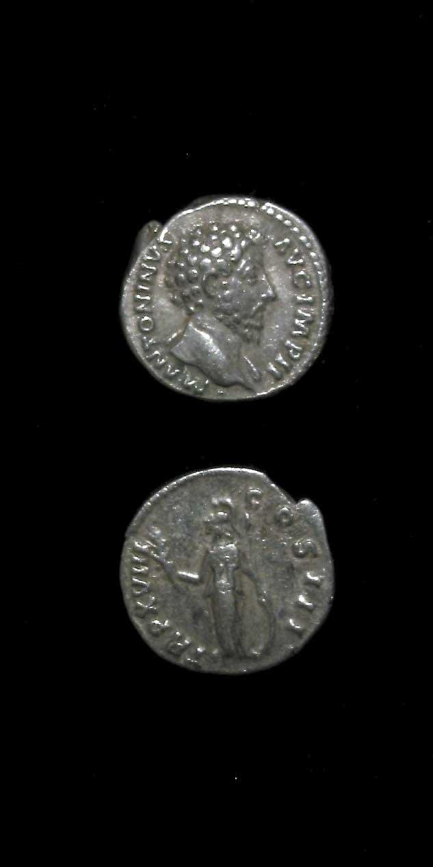 Silver Denarius of Emperor Marcus Aurelius, 161 CE - 180 CE