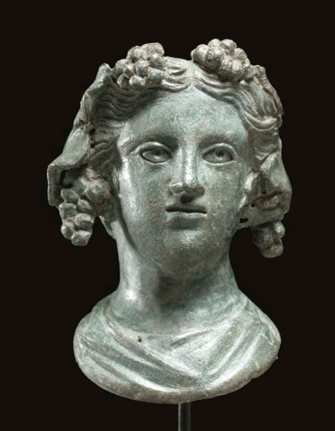 Roman Bronze Bust of Bacchus, 2nd Century CE - 3rd Century CE
