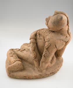 Djenne Terracotta Sculpture of a Seated Pregnant Woman, 12th Century CE - 14th Century CE